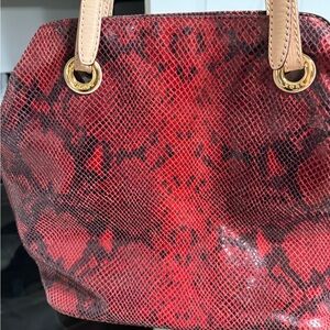 Michael Kors Red Snake Print Shoulder Bag